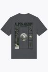 Herren-T-Shirt Alpen Archiv mit großem Ammersee-Print, dunkel anthrazit