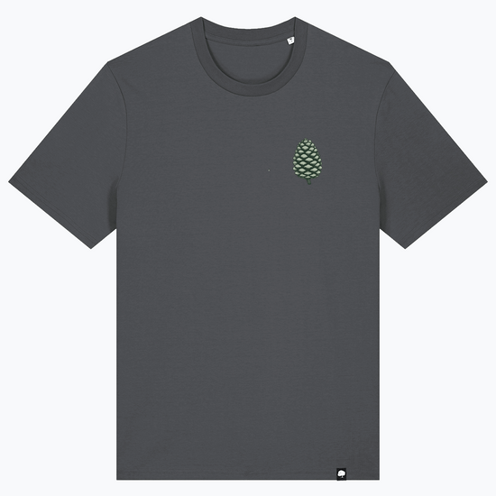 Herren-T-Shirt Alpen Archiv mit kleinem Tannenlogo auf der Brust, anthrazit