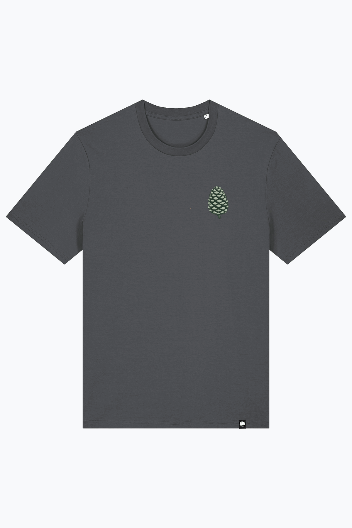 Herren-T-Shirt Alpen Archiv mit kleinem Tannenlogo auf der Brust, anthrazit