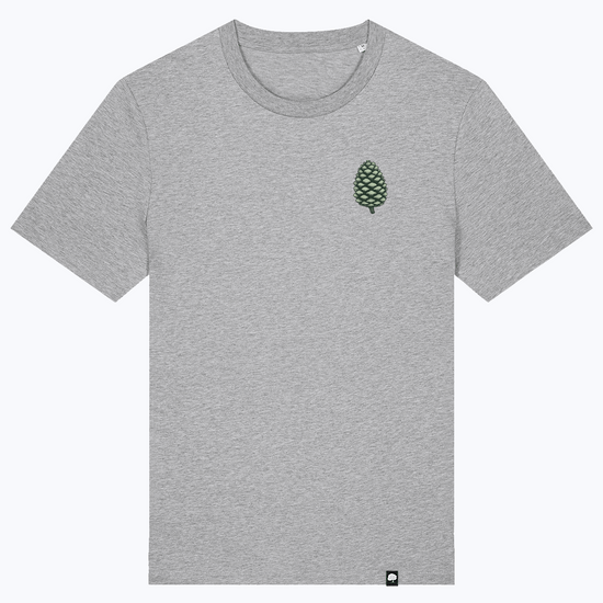 Herren-T-Shirt Alpen Archiv mit kleinem Tannenlogo auf der Brust, heather grey