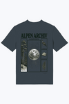 Herren-T-Shirt Alpen Archiv mit Ammersee-Frontprint, dunkelblau-grau