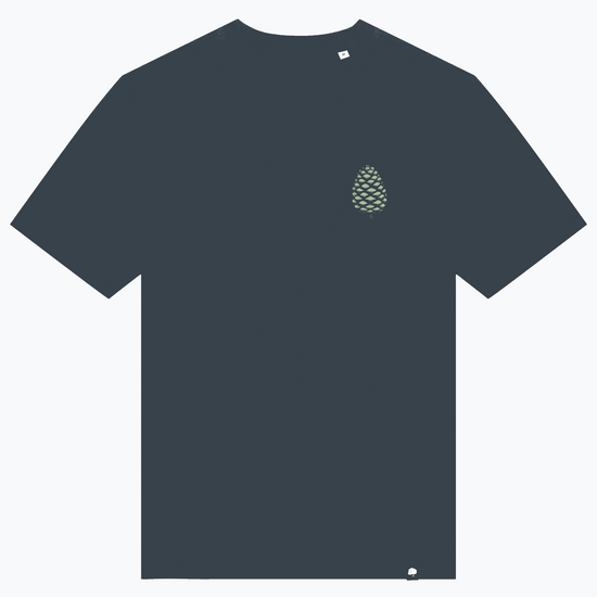 Herren-T-Shirt Alpen Archiv mit kleinem Tannenlogo auf der Brust, dunkelblau