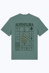 Herren-T-Shirt grün mit Alpenflora-Grafik auf der Vorderseite