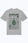 Herren-T-Shirt heather grey mit großem Alpenflora-Print auf der Rückseite