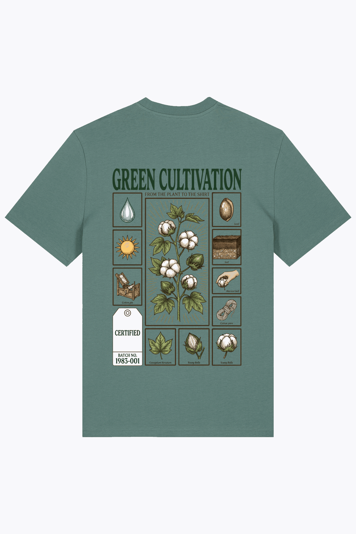 T-Shirt für Männer, grün, mit Frontprint „Green Cultivation“