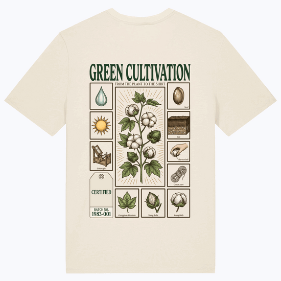 T-Shirt für Männer, naturbeige, mit Frontprint „Green Cultivation“