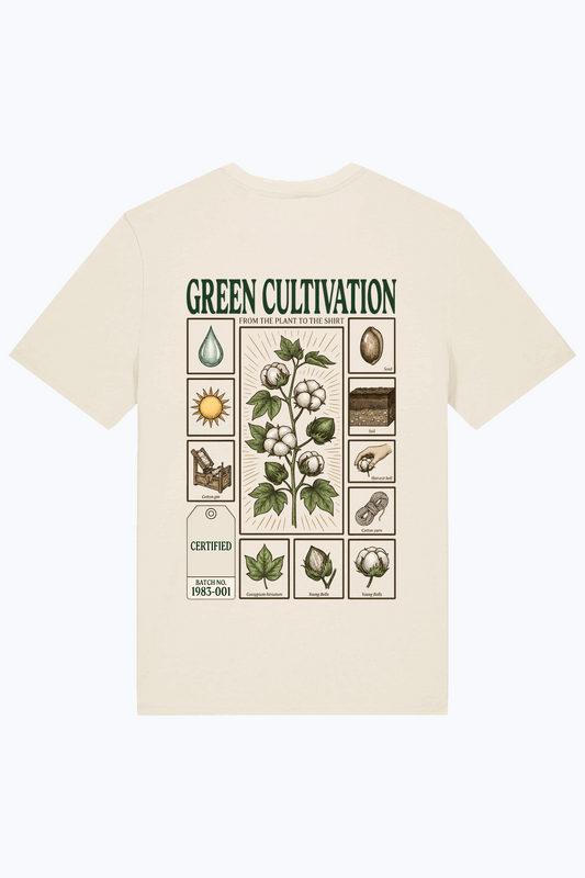 T-Shirt für Männer, naturbeige, mit Frontprint „Green Cultivation“