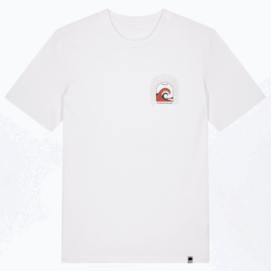 Weißes Herren-T-Shirt mit Wellen-Logo auf der Brust