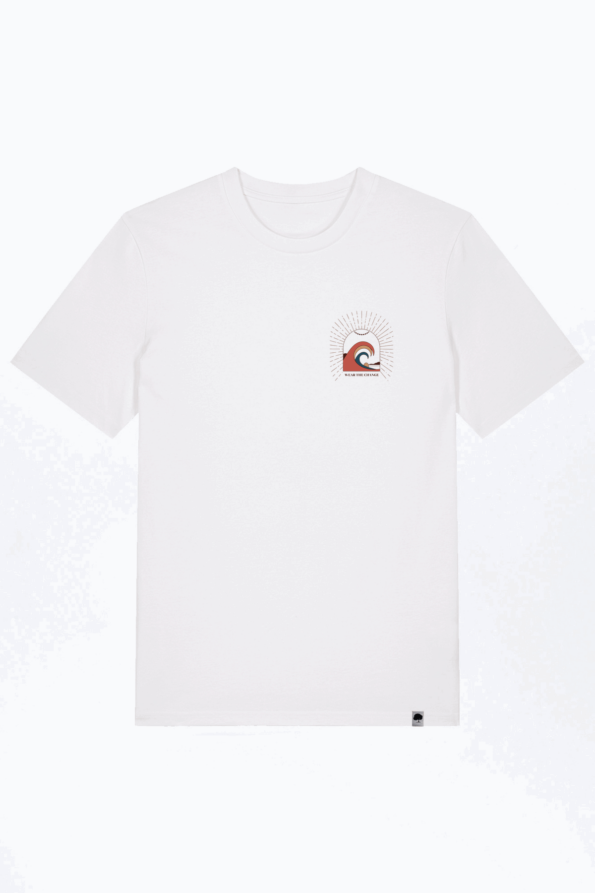 Weißes Herren-T-Shirt mit Wellen-Logo auf der Brust