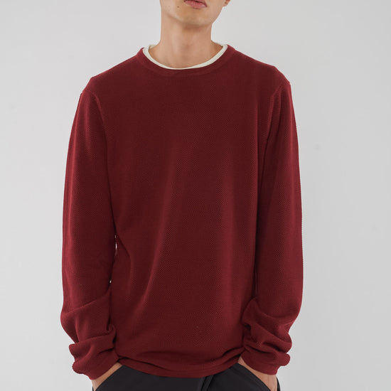 M-Yuva-Strickpullover-Bio-Baumwolle-Burgunderrot-Vorne