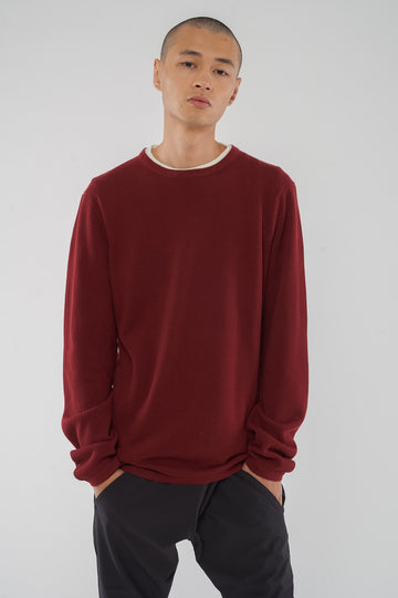 M-Yuva-Strickpullover-Bio-Baumwolle-Burgunderrot-Vorne