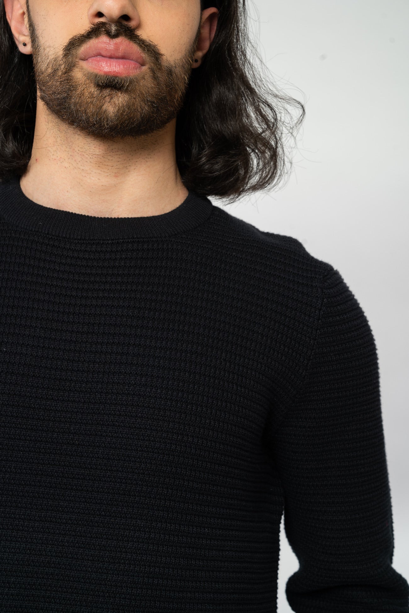 M-mw-252-301-MAGESH-Rippstrickpullover-aus-Bio-Baumwolle-Fair-Gehandelte-T-Shirts-Herren-RESSEN-Schwarz-Detail