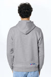 Merz Lifecare Kapuzenhoodie in meliertem Grau, Rückansicht mit Logo unten