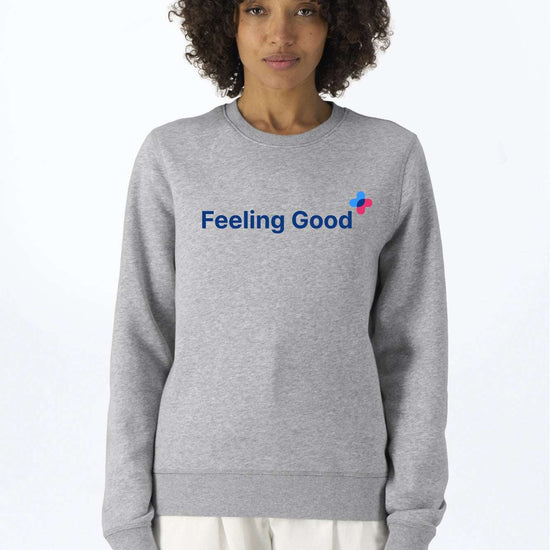 Merz Lifecare Sweatshirt meliert grau mit Rundhalsausschnitt, Druck vorne
