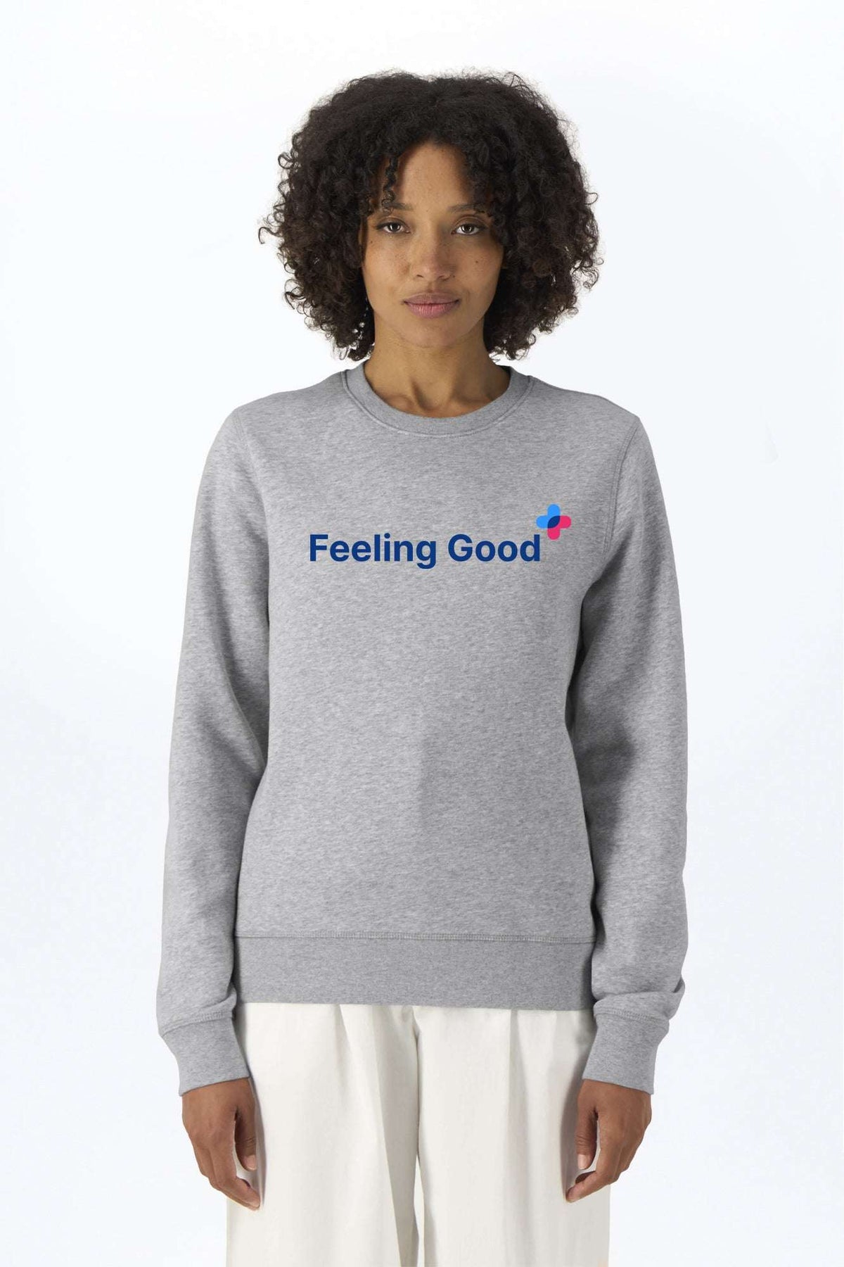 Merz Lifecare Sweatshirt meliert grau mit Rundhalsausschnitt, Druck vorne