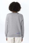 Meliertes Sweatshirt grau mit Rundhalsausschnitt, Logo am Saum auf der Rückseite