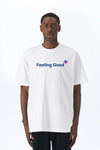 Weißes Relaxed Heavy-T-Shirt mit „Feeling Good“-Print vorn