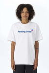 Weißes Relaxed Heavy-T-Shirt mit „Feeling Good“-Grafik, Frontansicht