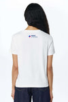 Weißes T-Shirt mit Rückenlogo MERZ LIFECARE und Rundhalsausschnitt