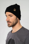 U-STAU772-Rib-Beanie-aus-Bio-Baumwolle-Recyceltes-Polyester-Organic-Kleidung-Unisex-VOYES-Black-Vorne