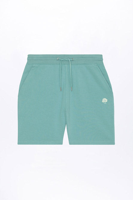 U-STBU578-Kurze-Jogginghose-aus-Bio-Baumwolle-Fair-Trade-Kleidung-Onlineshop-Unisex-SONTJE-Teal-Monstera-Vorne