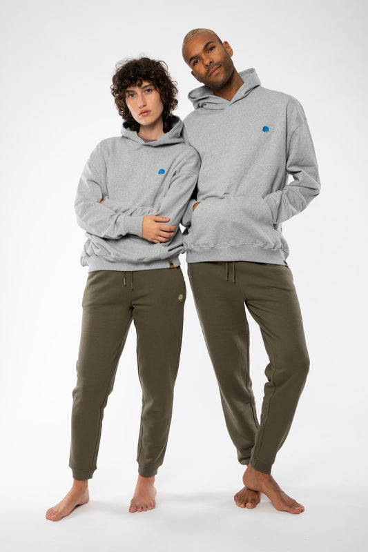PONDELEY Hoodie für Unisex aus Bio Baumwolle in Heather Grey, Vorderansicht