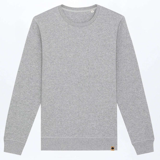 Leichter Pullover aus Bio-Baumwolle, meliert grau, Rundhalsausschnitt, lange Ärmel