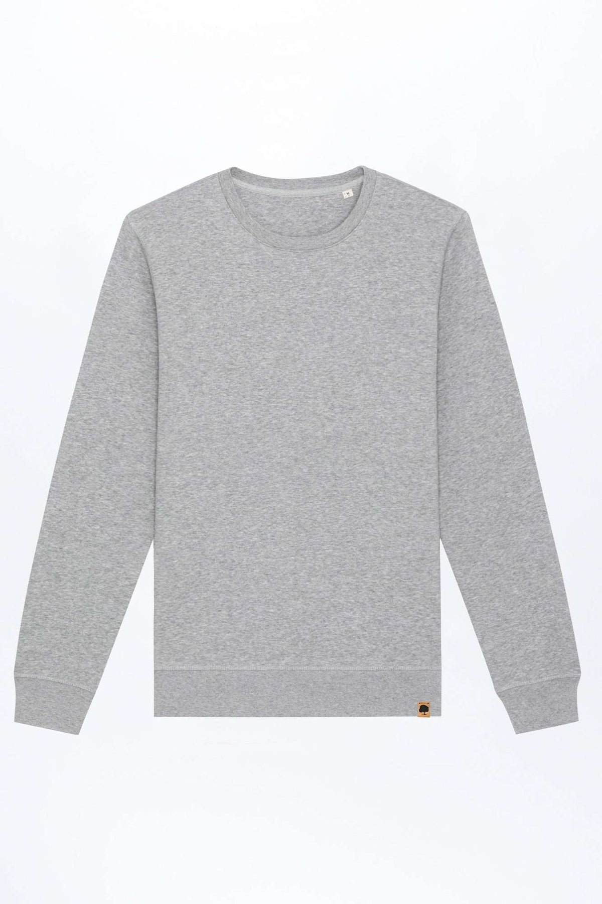 Leichter Pullover aus Bio-Baumwolle, meliert grau, Rundhalsausschnitt, lange Ärmel