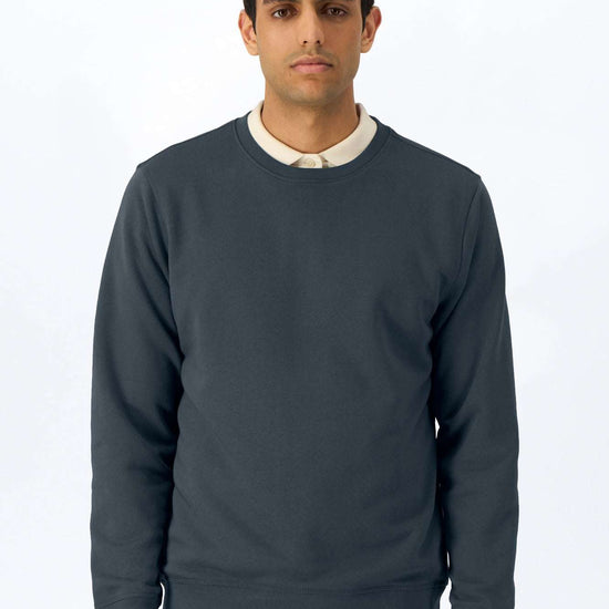 Leichter Pullover aus Bio-Baumwolle, dunkelblau, Rundhals, lange Ärmel, Bündchen