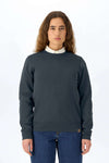 Leichter Pullover aus Bio-Baumwolle, dunkelblau, Frontansicht, Rundhals, lange Ärmel