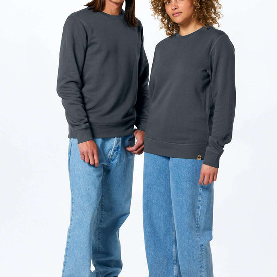 Leichter Pullover aus Bio-Baumwolle, dunkelblau, Rundhals, lange Ärmel, Bündchen