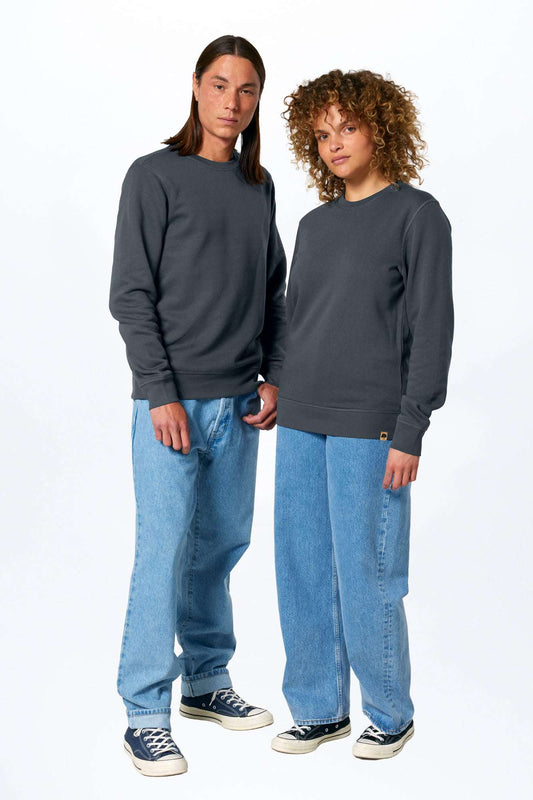 Leichter Pullover aus Bio-Baumwolle, dunkelblau, Rundhals, lange Ärmel, Bündchen