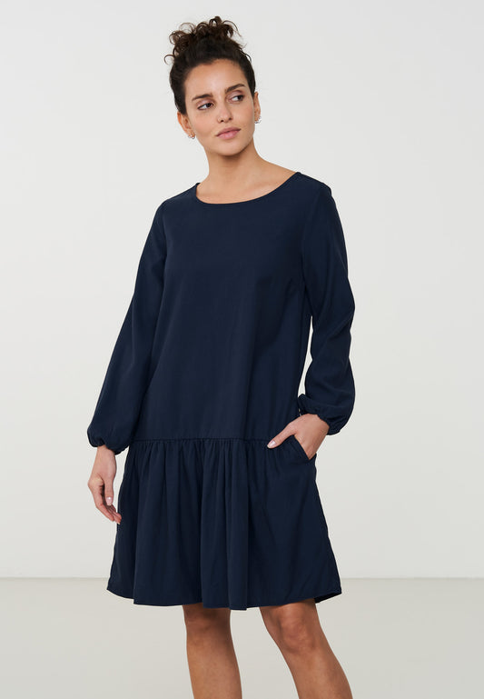 W-105013-NEPETA-Webkleid-aus-Tencel-Mode-Onlineshop-VALPARES-Dark-Navy-Vorne2