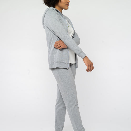 W-63241-LAMINA-Kapuzenjacke-aus-Bio-Baumwolle-Oeko-Mode-Frauen-ZELENKA-Grey-Melange-Seite