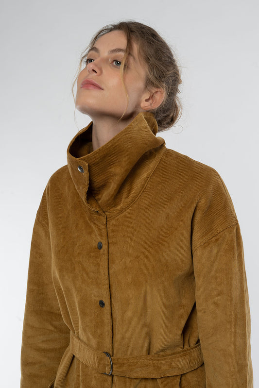 Jacke aus Bio Baumwolle Hanf in Peanut, Vorderansicht