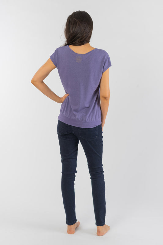 FELINE Shirt für Damen aus Hanf in Lavender, Vorderansicht