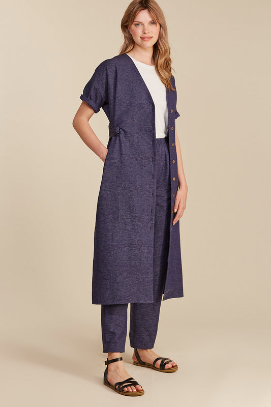 MENGATTA Kleid für Damen aus Bio Baumwolle in Navy, Vorderansicht