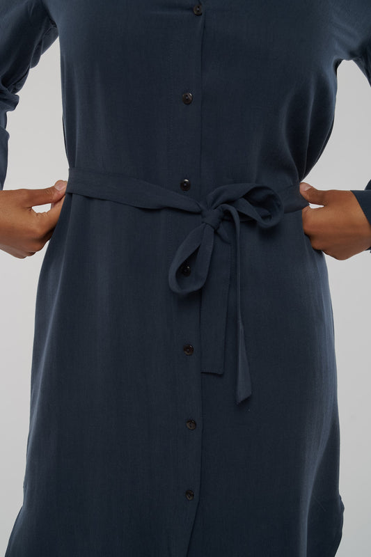 ZIRBA Kleid für Damen aus Tencel in Midnight Blue, Detailansicht