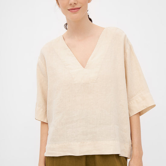 W-GB1548-HARPER-Bluse-aus-Leinen-Oeko-Mode-Online-Shop-VINOTECO-Beige-Vorne5