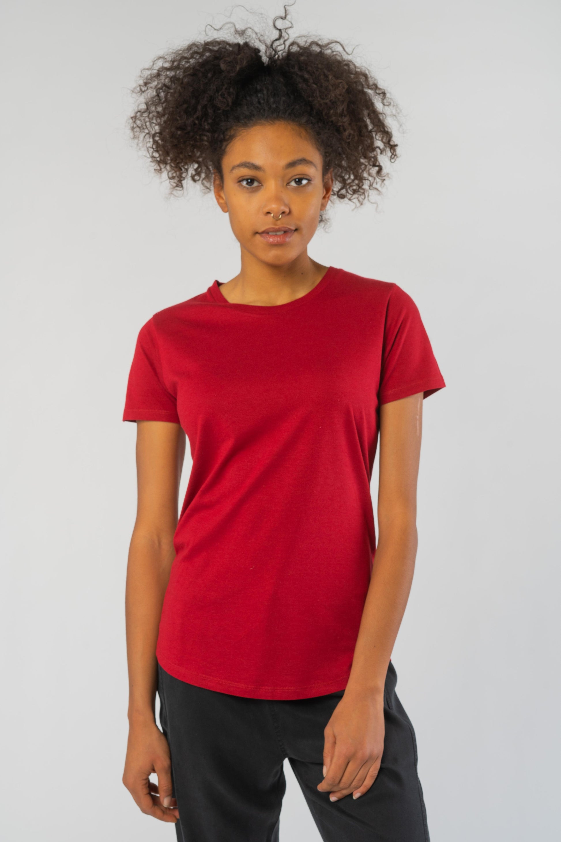 W-N49-Frauen-Ecovero-Holz-T-Shirt-Viskose-Red-VorneGce5SLDY1bOBI