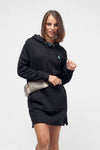 W-STDW143-Kapuzenpullover-Frauen-Sweatshirtkleid-Black-Vorne-2