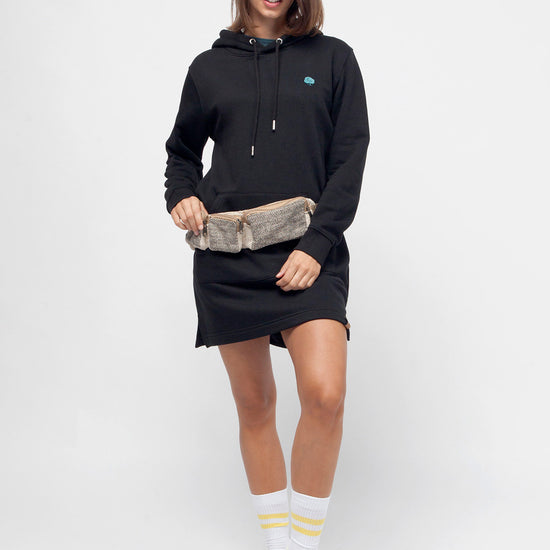 W-STDW143-Kapuzenpullover-Frauen-Sweatshirtkleid-Black-Vorne