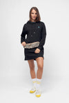 W-STDW143-Kapuzenpullover-Frauen-Sweatshirtkleid-Black-Vorne