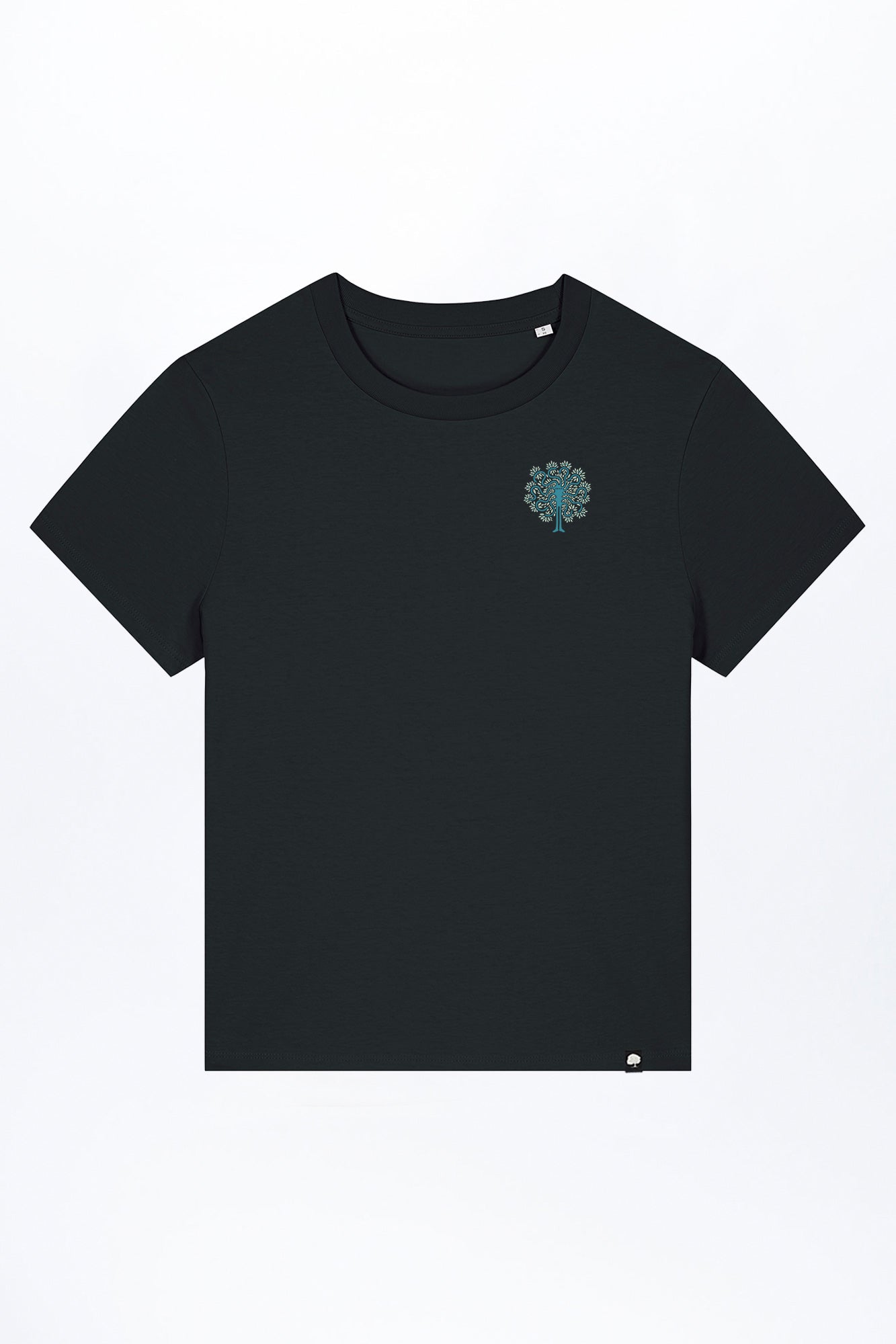 W-STTW172-Basic-T-Shirt-aus-Bio-Baumwolle-Bedrucktes-Design-Baummensch-Black