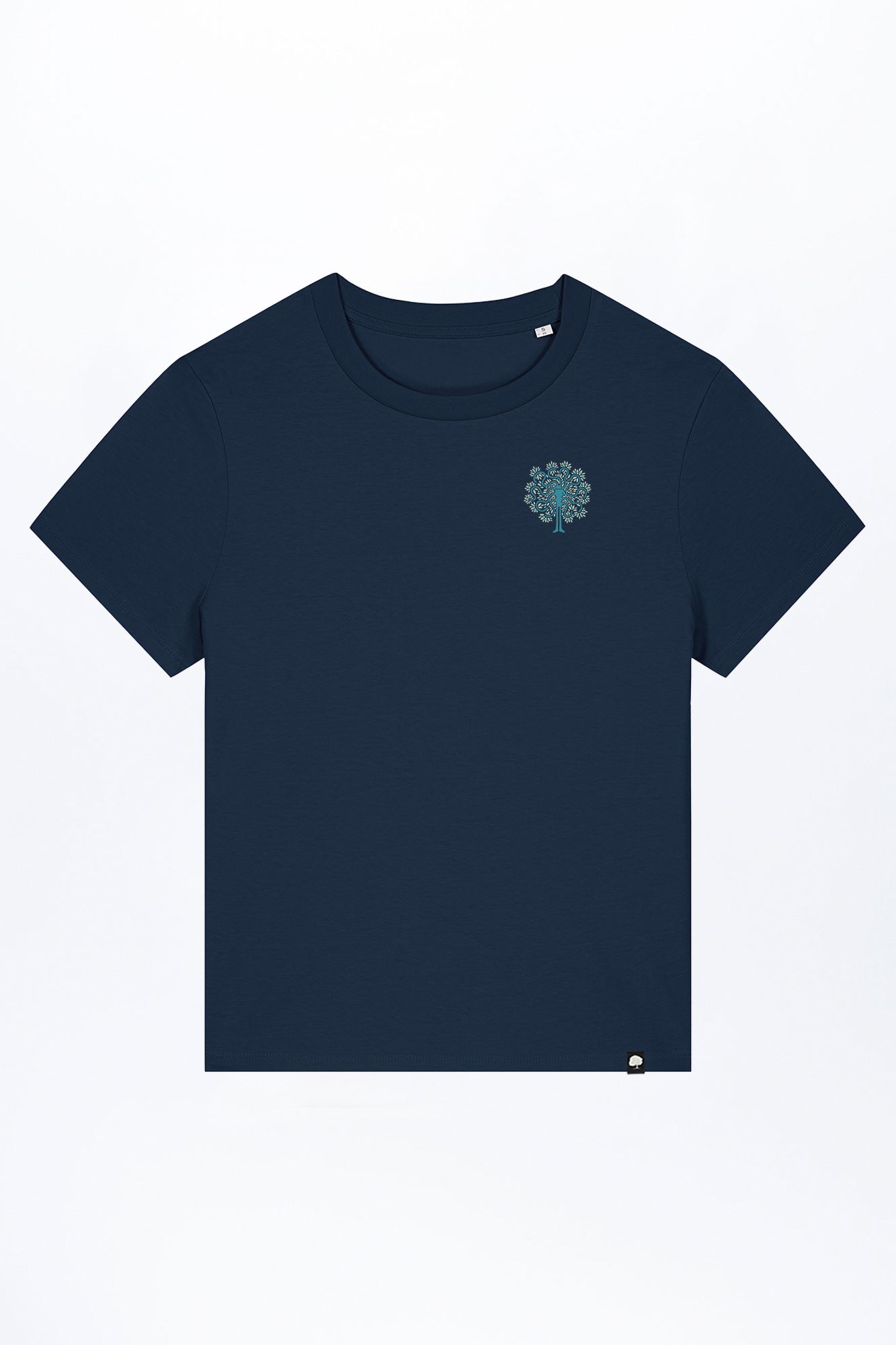 W-STTW172-Basic-T-Shirt-aus-Bio-Baumwolle-Bedrucktes-Design-Baummensch-French-Navy