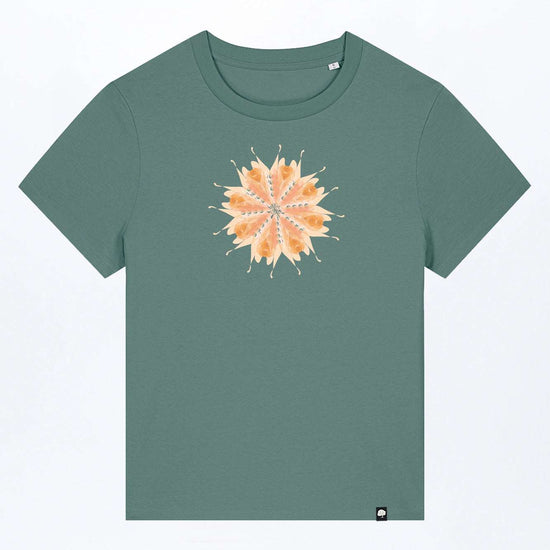 W-STTW172-Basic-T-Shirt-aus-Bio-Baumwolle-Bedrucktes-Design-Bluete-Green-Bay