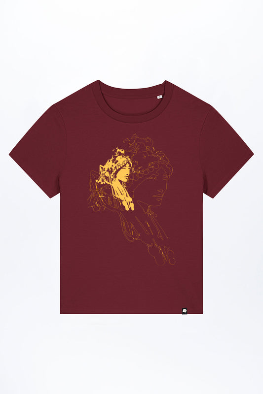 W-STTW172-Basic-T-Shirt-aus-Bio-Baumwolle-Bedrucktes-Design-CASSIMA-Asian-Woman-Burgundy