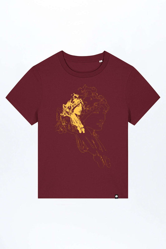 W-STTW172-Basic-T-Shirt-aus-Bio-Baumwolle-Bedrucktes-Design-CASSIMA-Asian-Woman-Burgundy