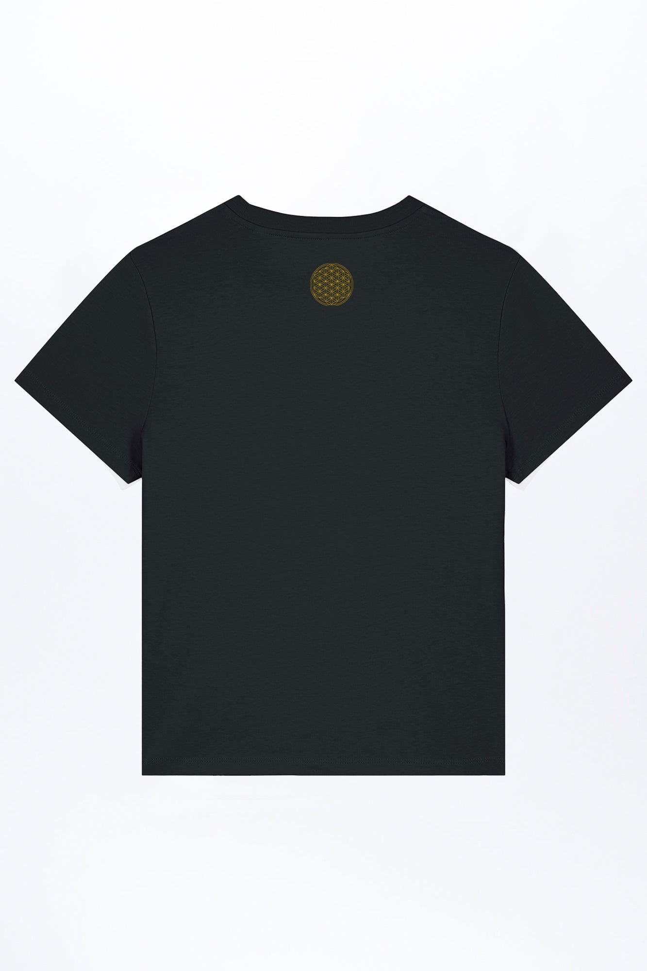 W-STTW172-Basic-T-Shirt-aus-Bio-Baumwolle-Bedrucktes-Design-CASSIMA-Blume-des-Lebens-Black