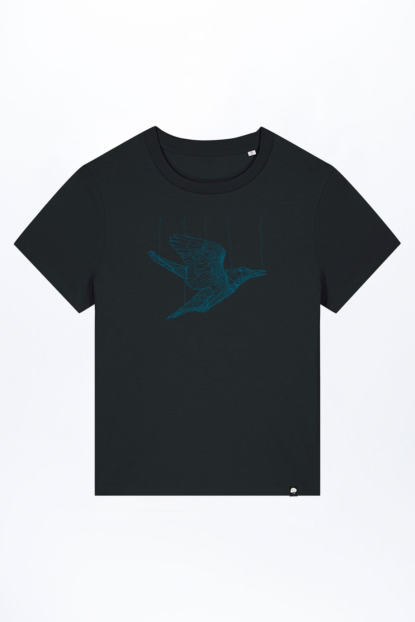 W-STTW172-Basic-T-Shirt-aus-Bio-Baumwolle-Bedrucktes-Design-Freedom-Bird-Black